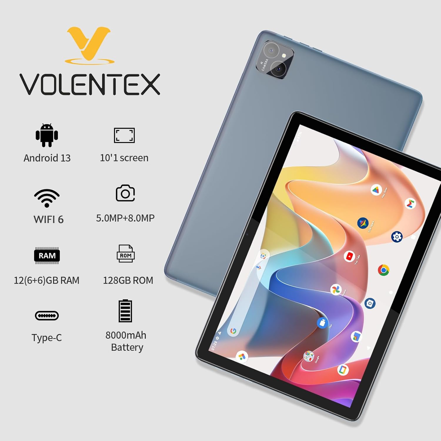 Foto 2 | Tableta Volentex Android 13 de 10 Pulgadas 12 Gb de Ram 128 Gb de Rom 4g Lte - Venta Internacional