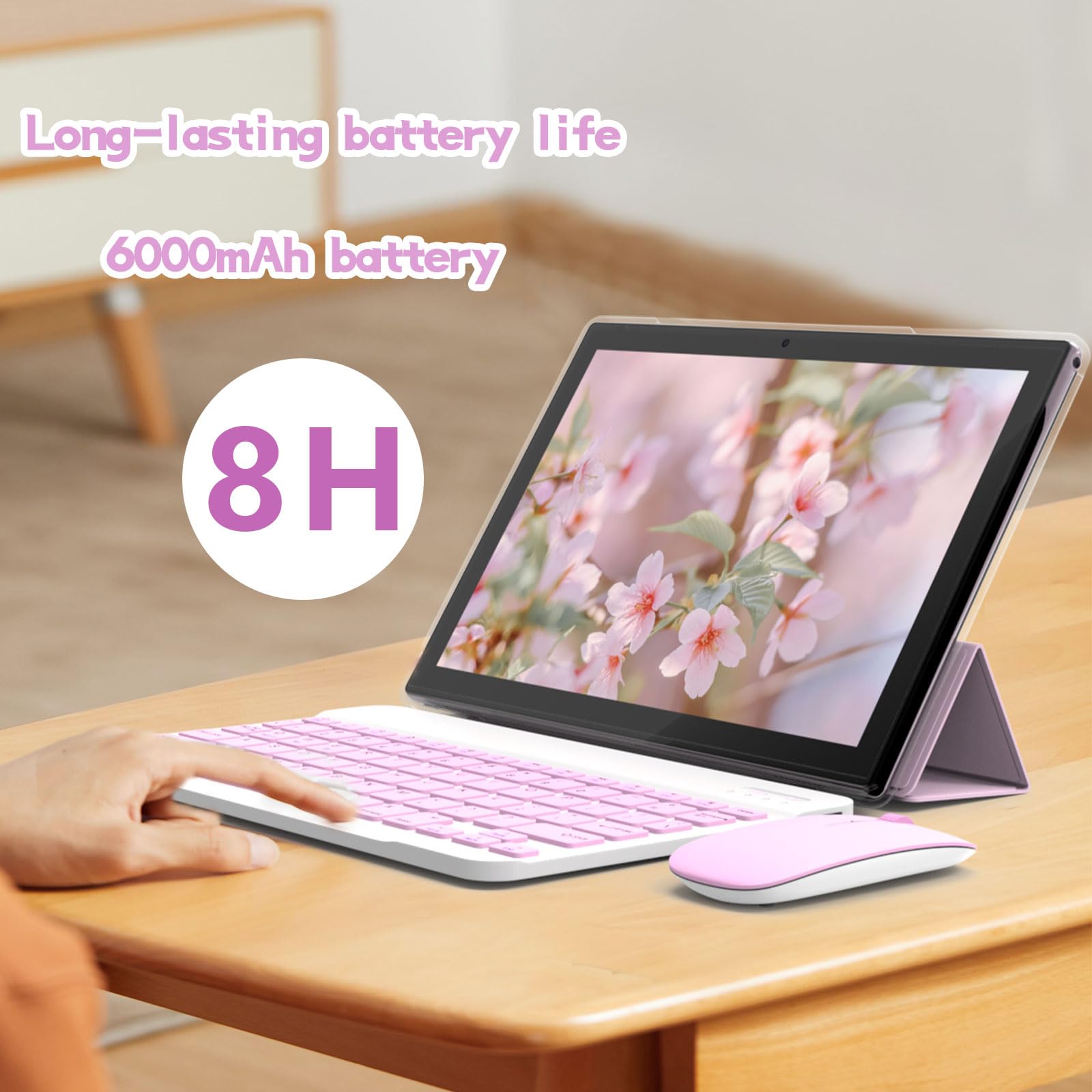 Foto 5 pulgar | Tablet 2 en 1 Zzb Android 14 de 10" 8 GB + 64 GB con Teclado Rosa - Venta Internacional