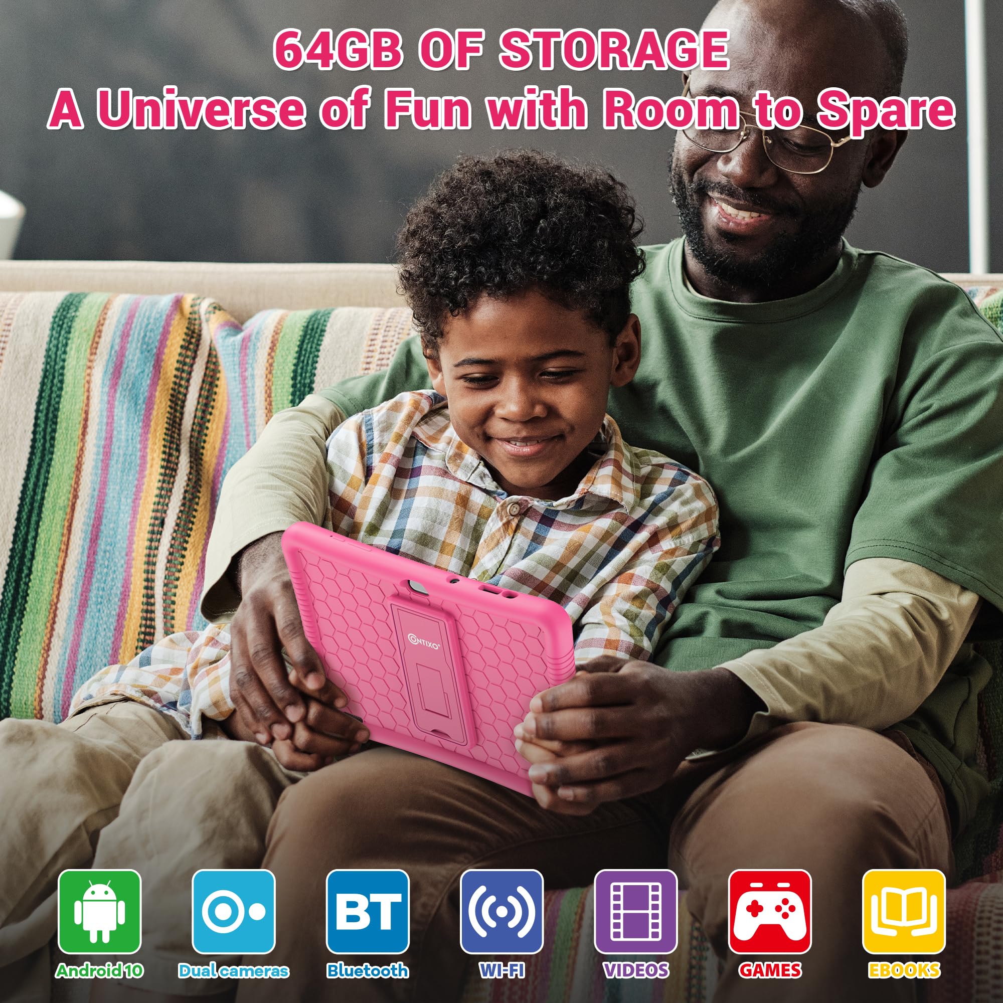 Foto 6 | Tablet Infantil Contixo K102 10 Pulgadas Hd Android Rosa Con Funda - Venta Internacional