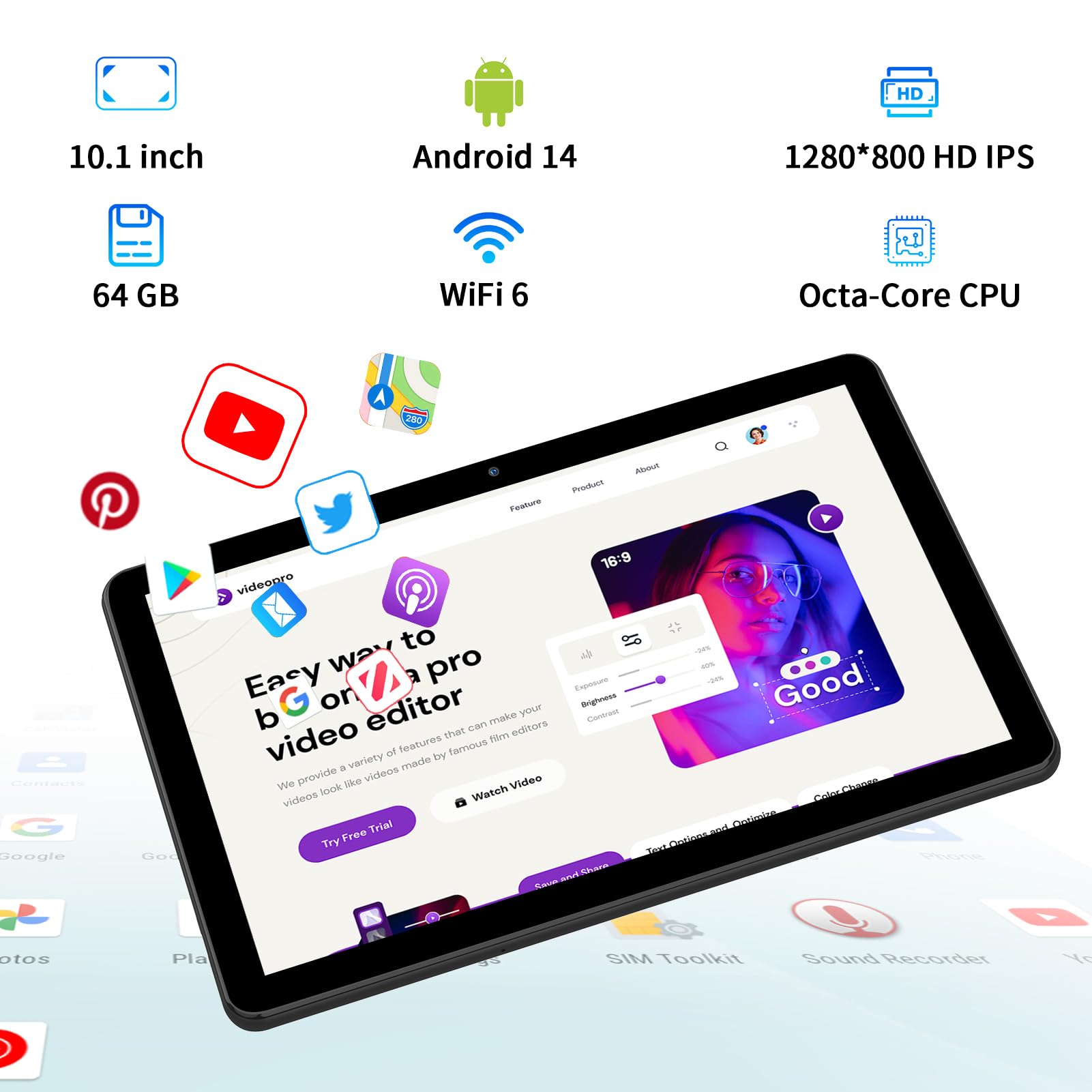 Foto 3 pulgar | Tablet Pritom Touch 10 Plus 10" Android 14 64 GB Azul - Venta Internacional