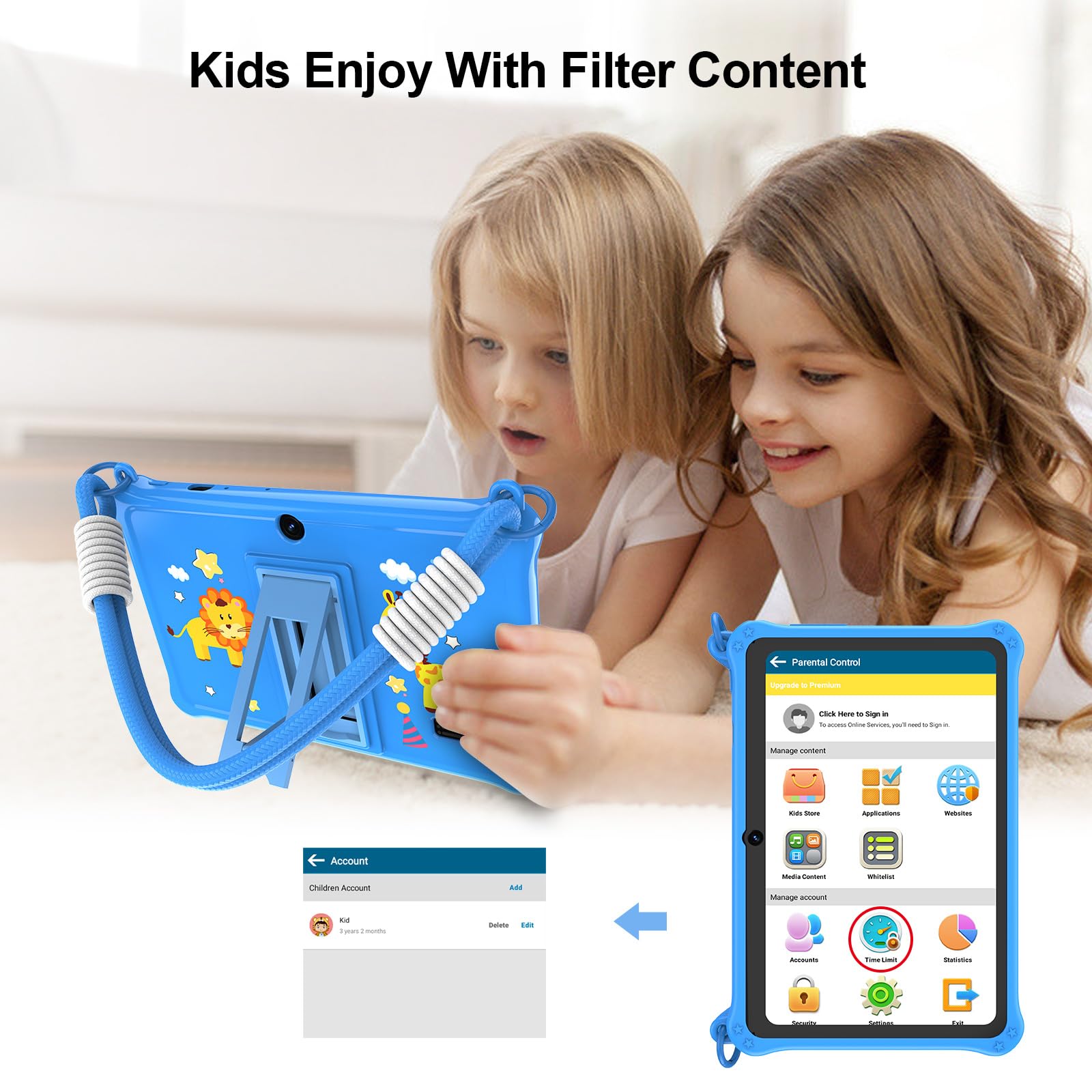 Foto 4 | Tableta Infantil Pritom de 7" y 32 GB con Android 13 con Wifi - Venta Internacional