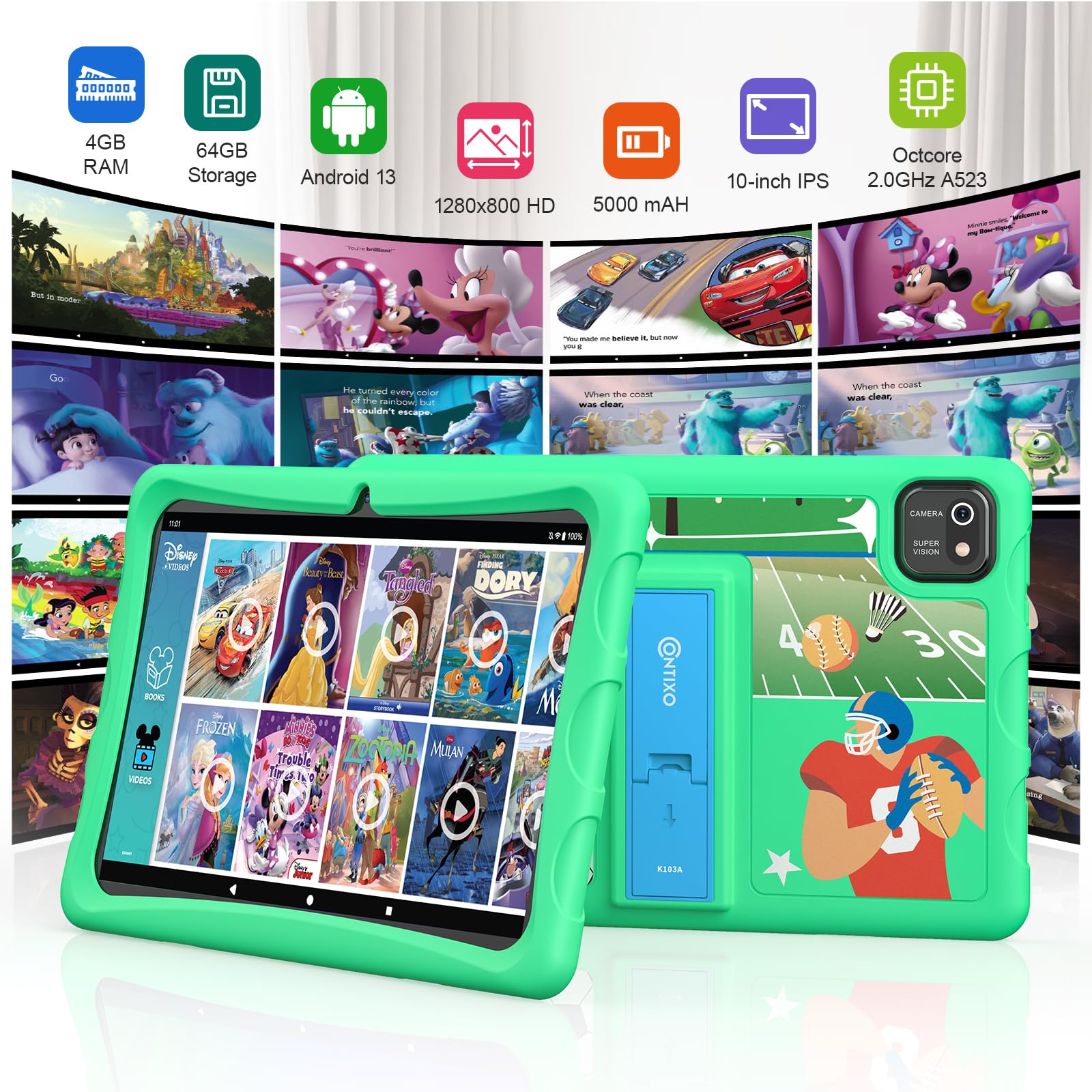 Foto 2 | Tablet Infantil Contixo K103a Android de 10 Pulgadas y 64 Gb con 80 Libros - Venta Internacional