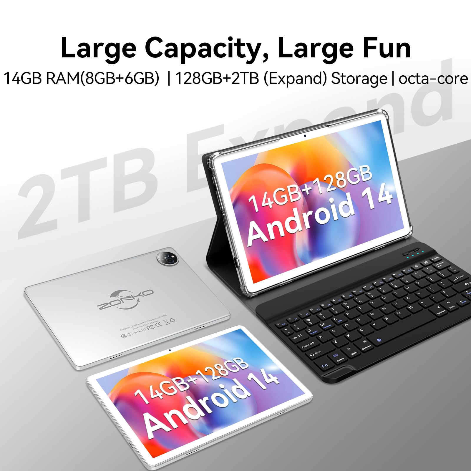 Foto 4 | Tableta Zonko 2025, Última Versión De Android 14, 10 Pulgadas, 128 Gb+14 Gb 4g - Venta Internacional.