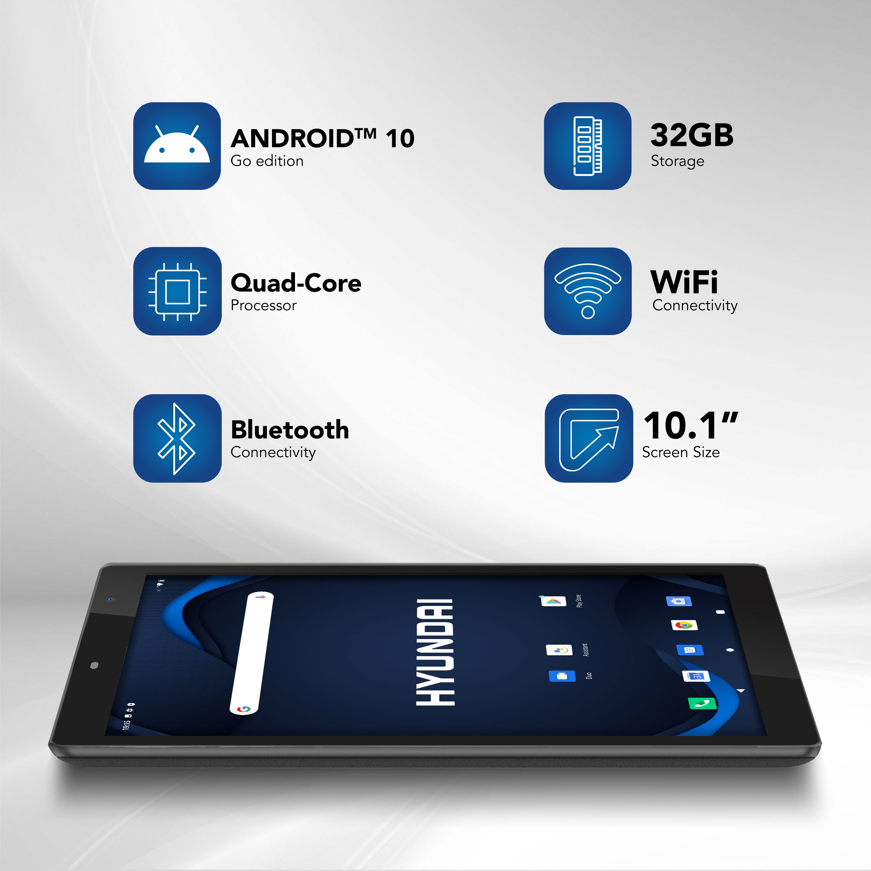 Foto 2 | Tableta Hyundai Hytab Plus 10.1'', 1280x800 Hd Ips, Quad-core, 2gb, 32gb, 2mp/5mp, Android 10 Go, Lte - Gris Espacial