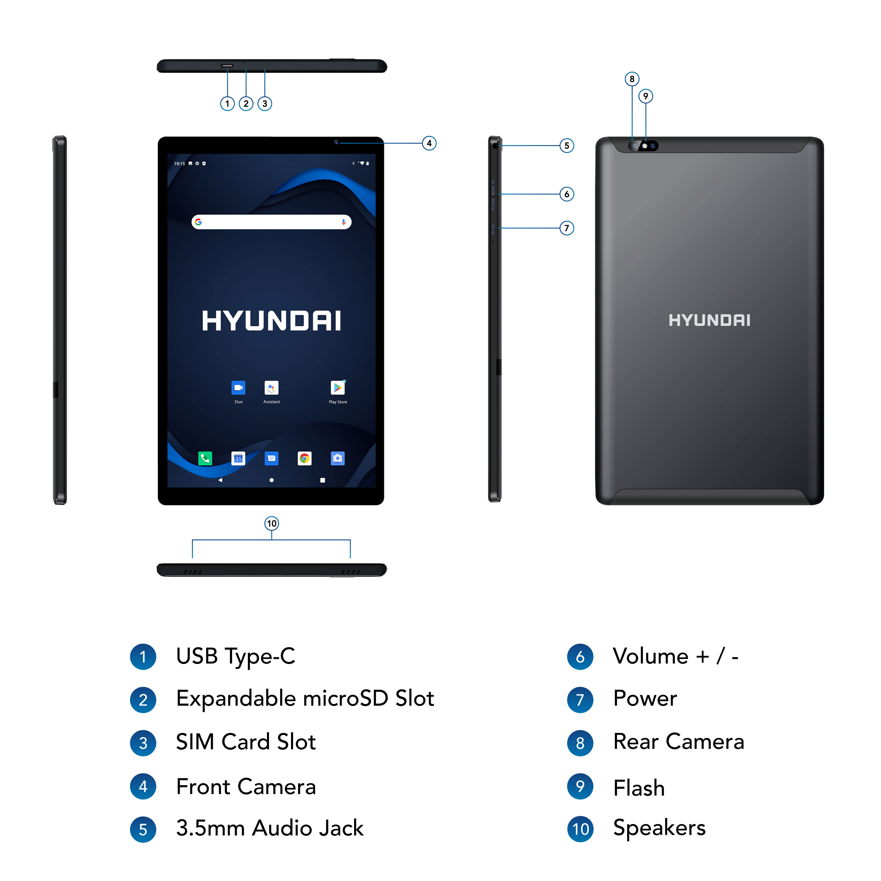 Foto 3 | Tableta Hyundai Hytab Plus 10.1'', 1280x800 Hd Ips, Quad-core, 2gb, 32gb, 2mp/5mp, Android 10 Go, Lte - Gris Espacial