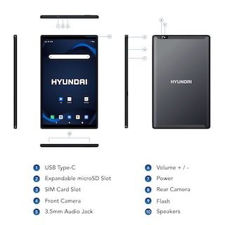 Foto 3 | Tableta Hyundai Hytab Plus 10.1'', 1280x800 Hd Ips, Quad-core, 2gb, 32gb, 2mp/5mp, Android 10 Go, Lte - Gris Espacial