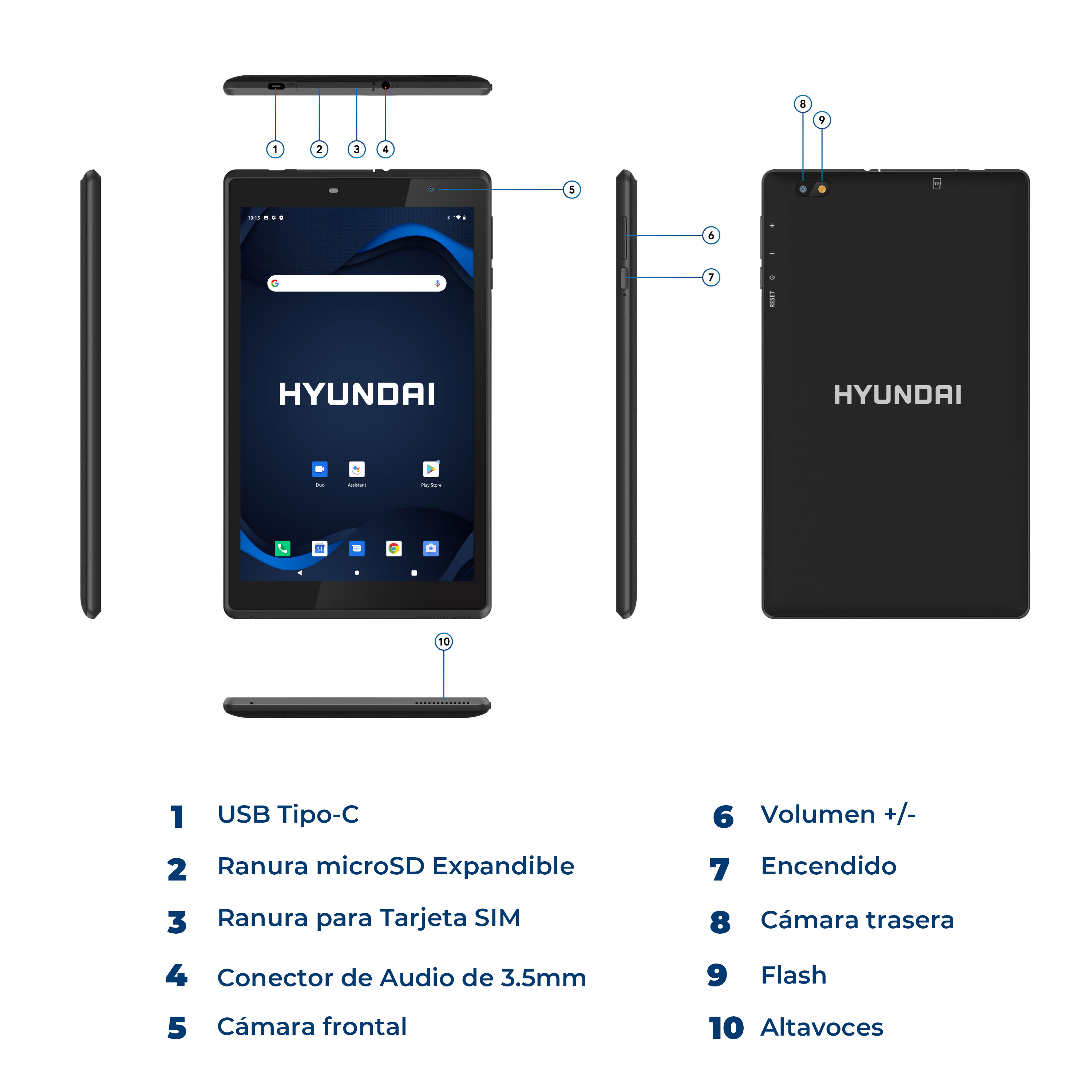 Foto 3 | Tableta Hyundai Hytab Plus 8'' 1280x800, 2gb Ram, 32gb, Android 10, 2mp/5mp - Negro