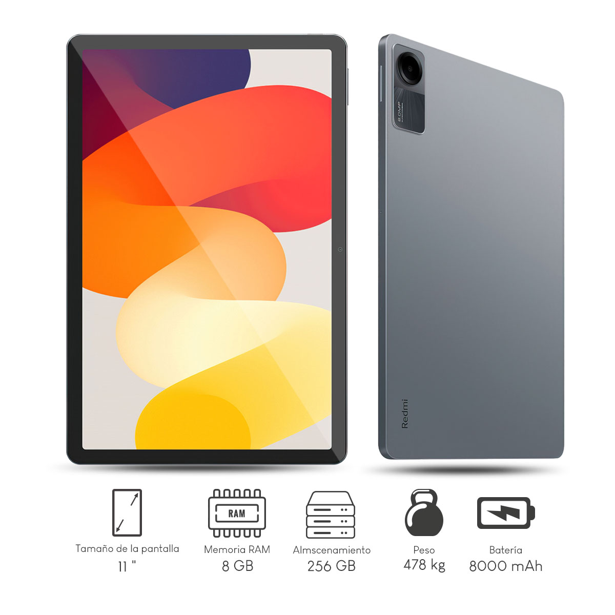 Foto 3 pulgar | Combo Tablet Xiaomi Redmi Pad SE Snapdragon-680 8C 8GB 256GB 11'' FHD Plata + Powerbank