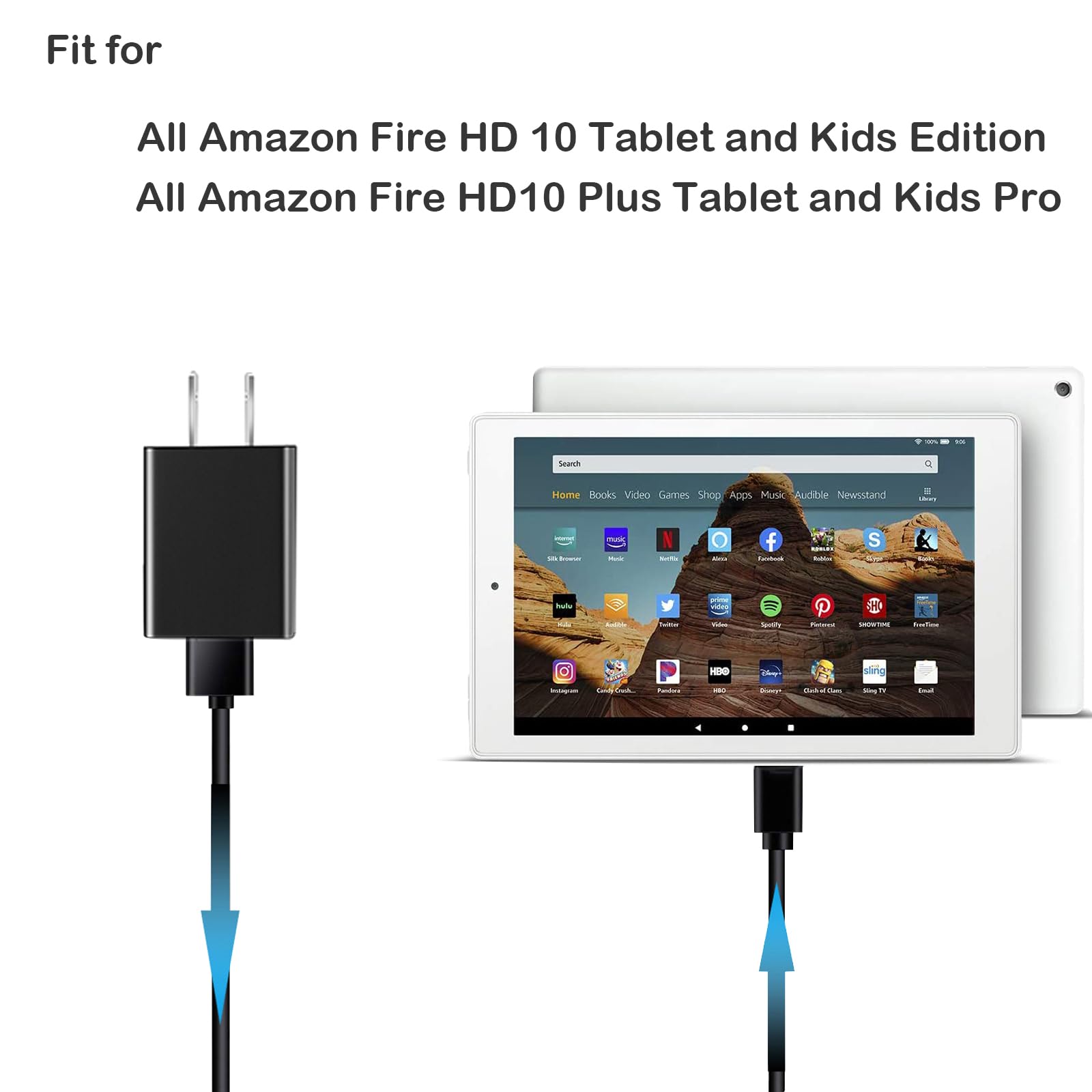 Foto 7 pulgar | Cargador Rápido Toniwa Fit Para Tableta Fire Hd10 Con Cable De 1,5 M - Venta Internacional.
