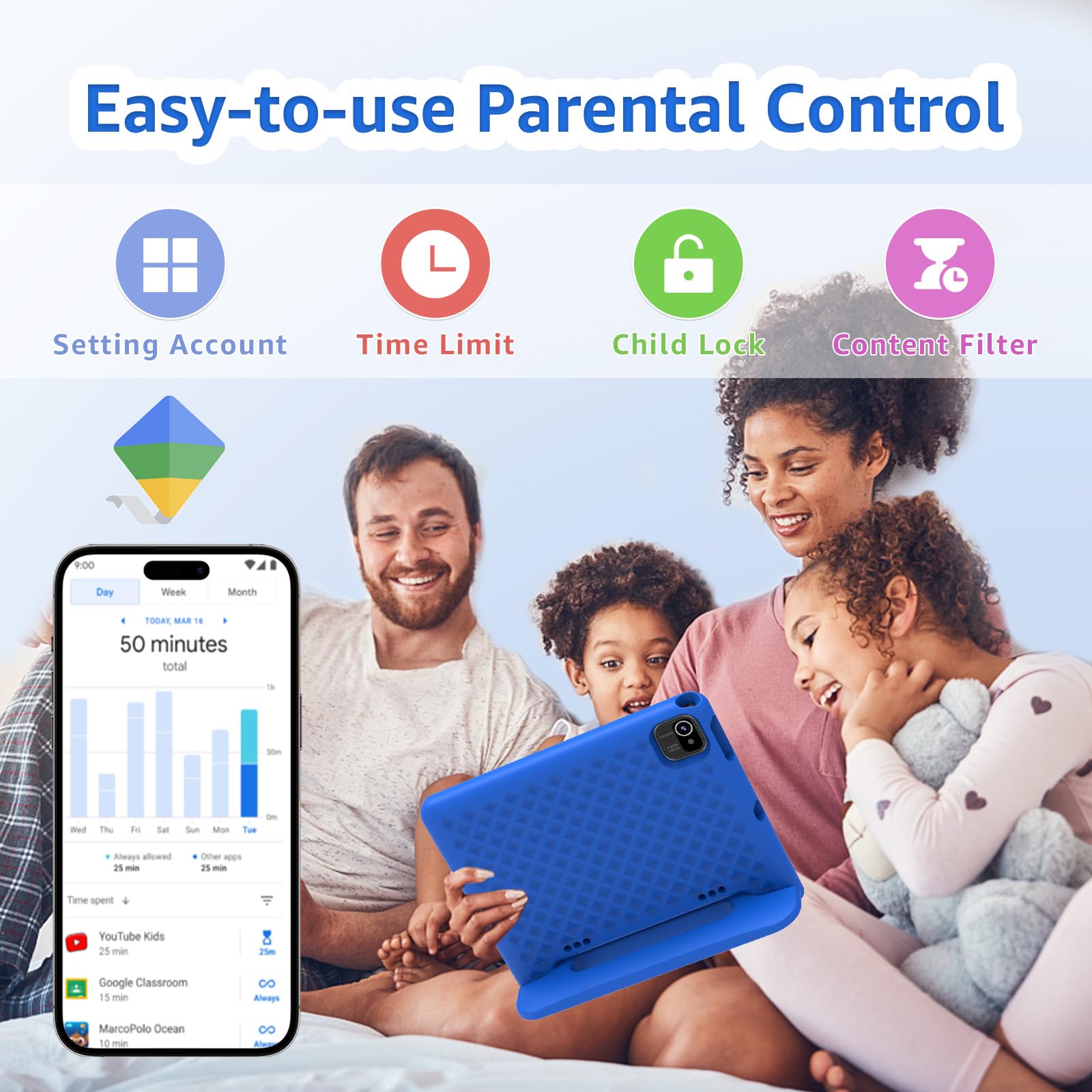 Foto 7 pulgar | Tablet Apolosign Kids, 10.1 Pulgadas, Android 13, 2 Gb De Ram, 32 Gb, Azul - Venta Internacional.