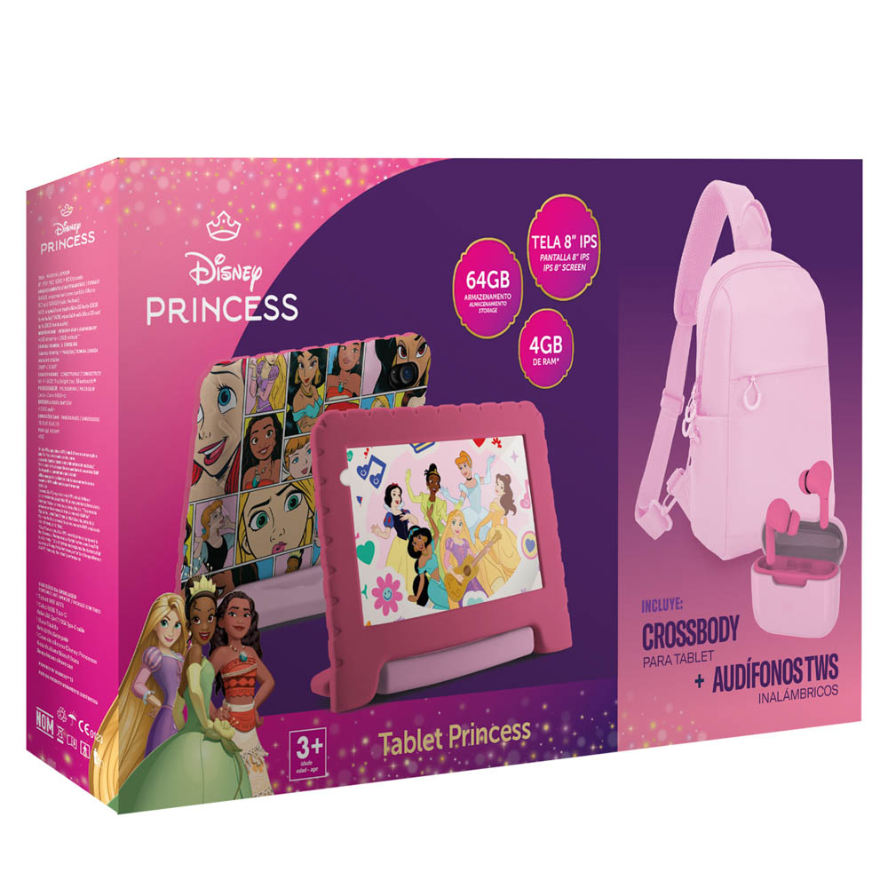 Foto 7 pulgar | Kit Tablet Princesas 8'' Pulgadas + Crossbody + Audífonos Tws Multi