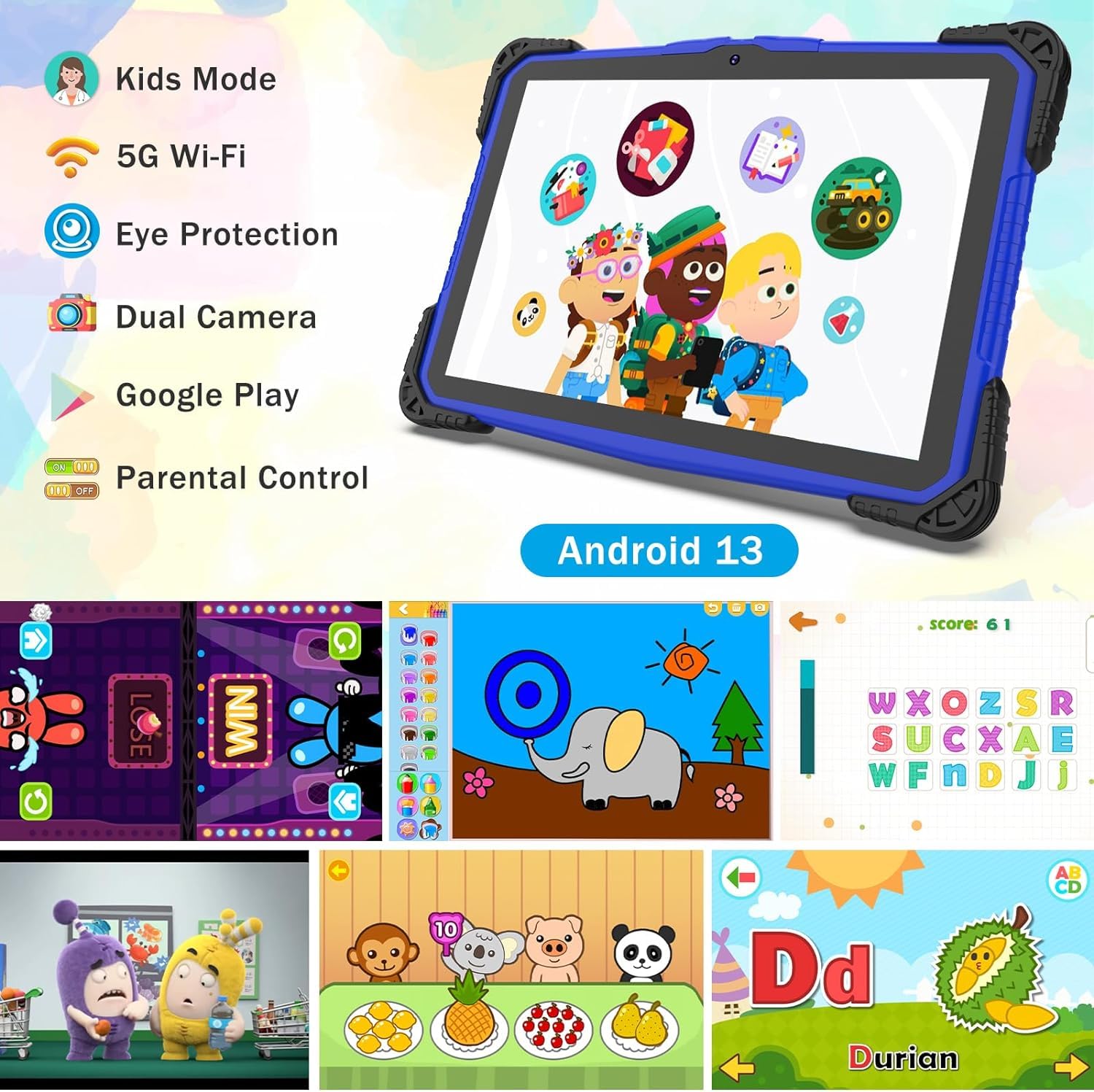 Foto 4 pulgar | Tablet Cupeisi Android 13 Para Niños, 10 Pulgadas, 8 Gb De Ram, 64 Gb De Rom - Venta Internacional.