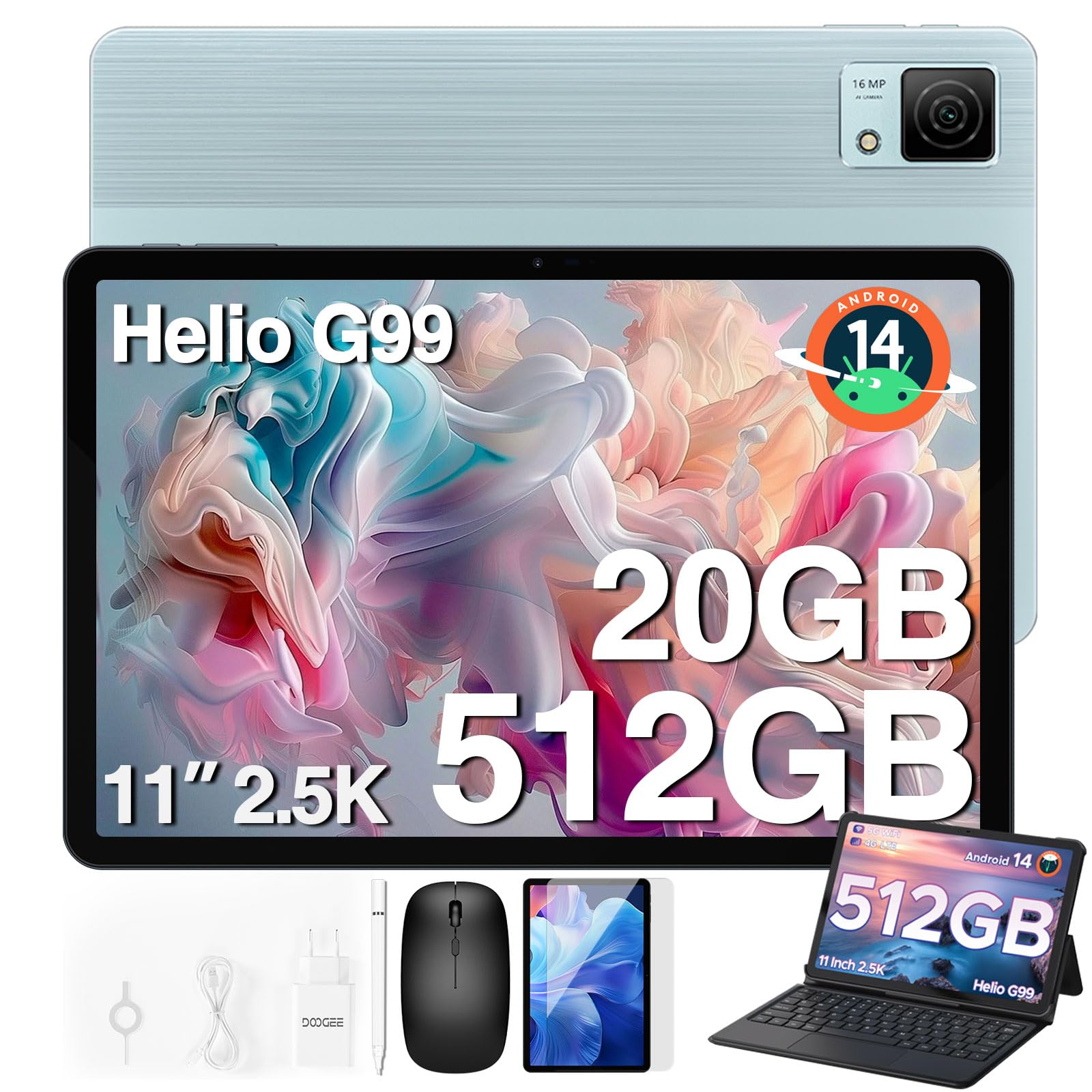 Tablet Doogee T40 De 11 Pulgadas, 2,5 K, 20 Gb+512 Gb/2 Tb, Android 14 - Venta Internacional.