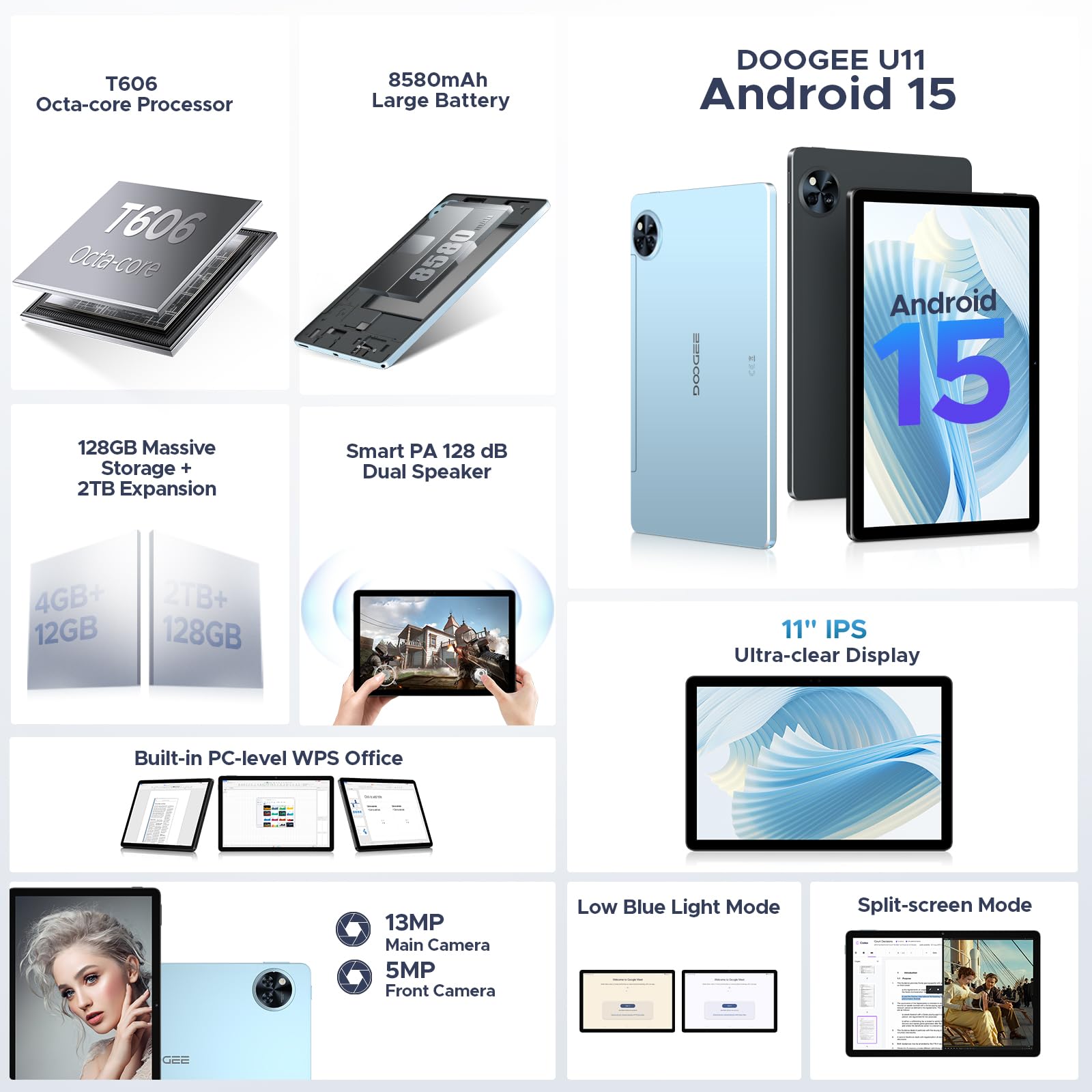 Foto 3 pulgar | Tablet Doogee Android 15 U11 11 Pulgadas 16 Gb+128 Gb/2 Tb Octa-cor - Venta Internacional.