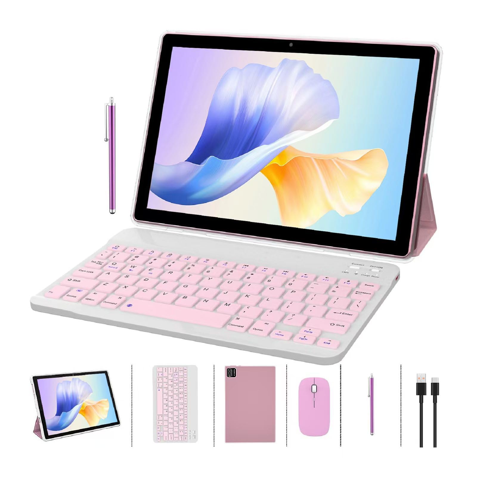 Foto 2 pulgar | Tablet Zzb 2 en 1 Android de 10" 14.0 8 Gb de Ram 64 Gb Rom Rosa - Venta Internacional