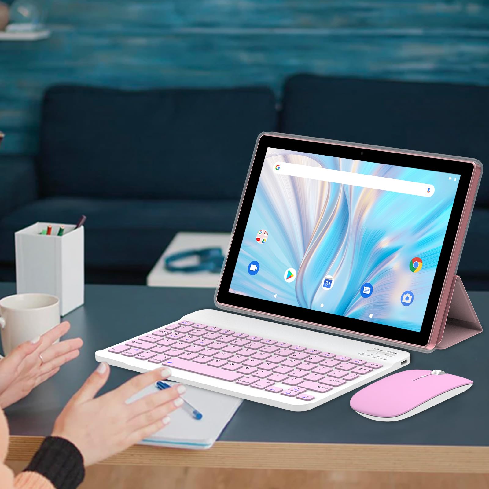 Foto 3 pulgar | Tablet Zzb 2 en 1 Android de 10" 14.0 8 Gb de Ram 64 Gb Rom Rosa - Venta Internacional