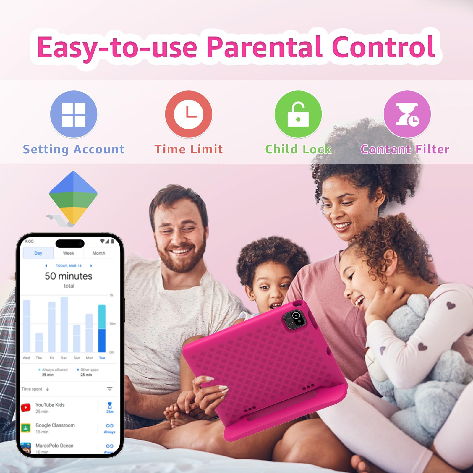 Foto 7 pulgar | Tablet Apolosign Kids De 10.1 Pulgadas Android 13 32 Gb Rosa Con Funda - Venta Internacional.