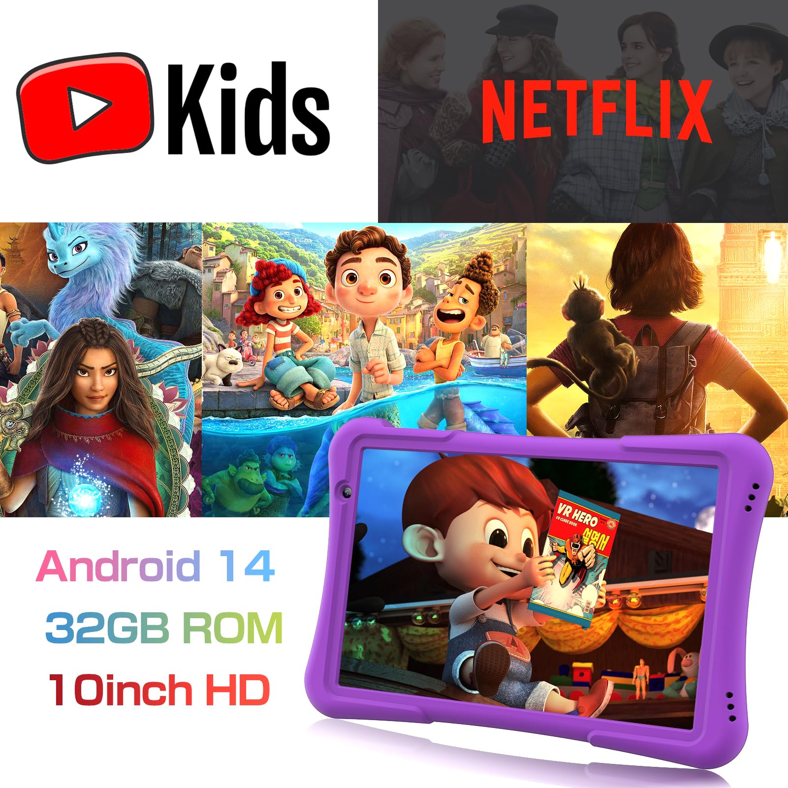 Foto 3 pulgar | Tablet Pritom 10 Kids Android 14 32 Gb, Cuádruple Núcleo, 6000 Mah, Violeta - Venta Internacional.