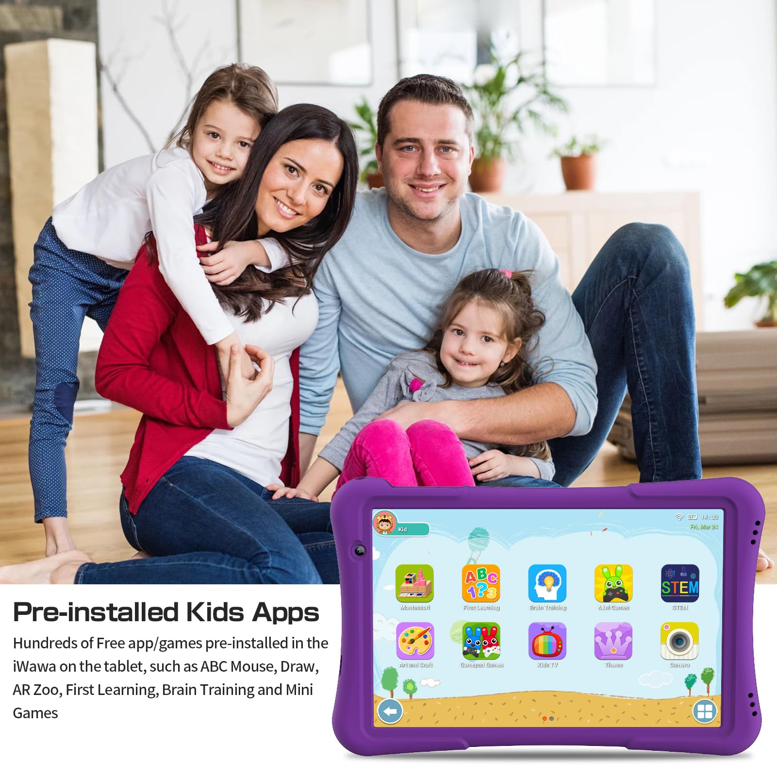 Foto 4 | Tablet Pritom 10 Kids Android 14 32 Gb, Cuádruple Núcleo, 6000 Mah, Violeta - Venta Internacional.