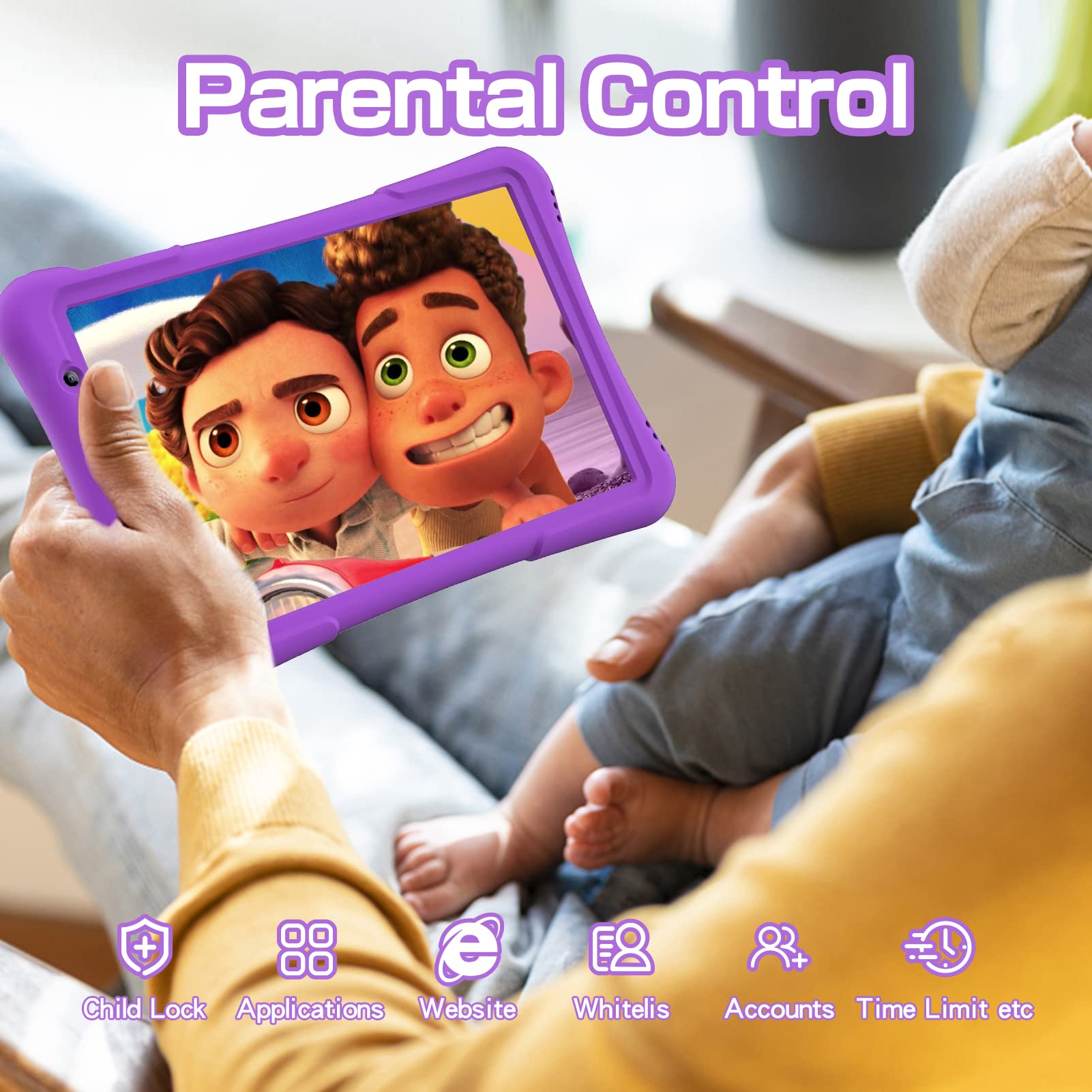 Foto 5 | Tablet Pritom 10 Kids Android 14 32 Gb, Cuádruple Núcleo, 6000 Mah, Violeta - Venta Internacional.