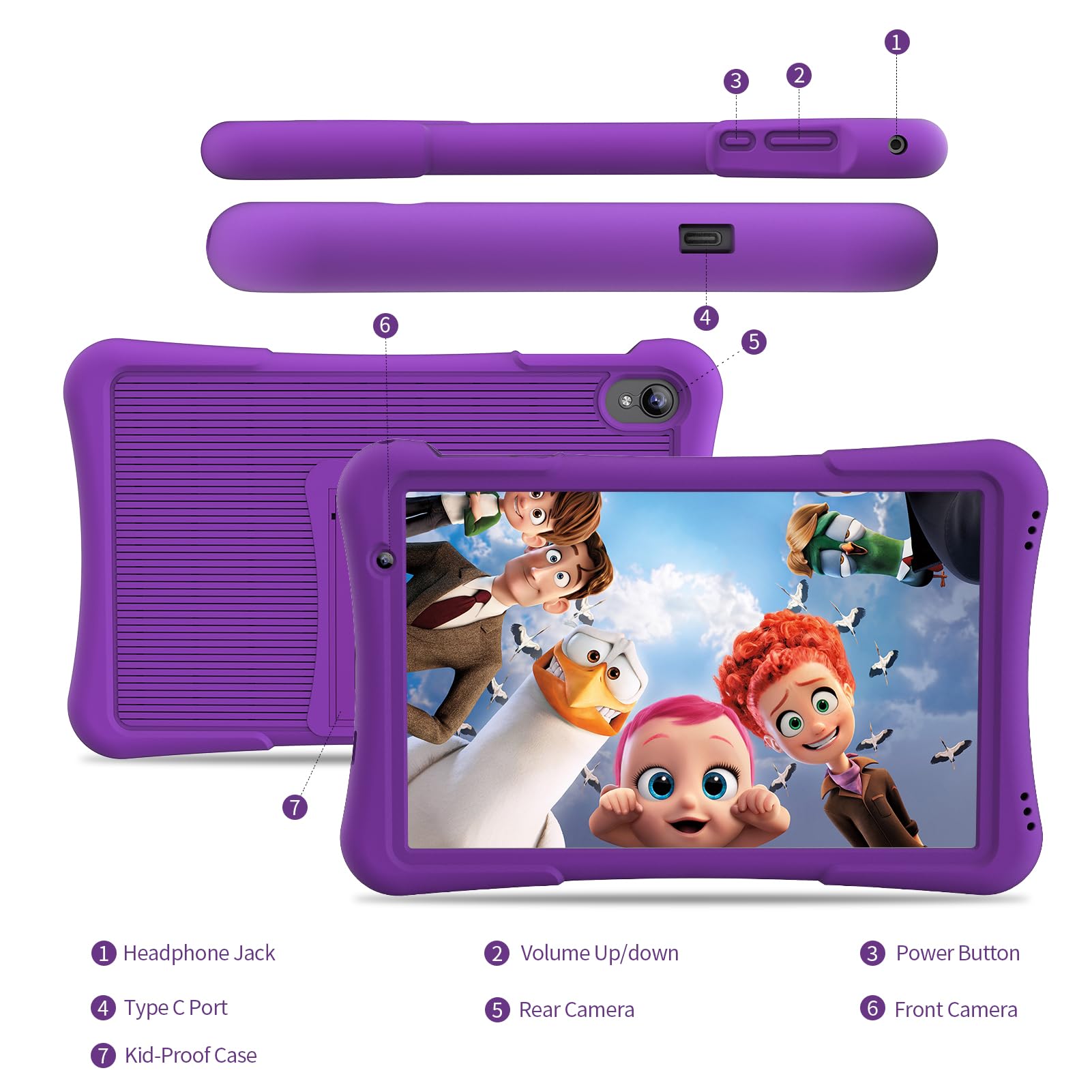 Foto 8 pulgar | Tablet Pritom 10 Kids Android 14 32 Gb, Cuádruple Núcleo, 6000 Mah, Violeta - Venta Internacional.