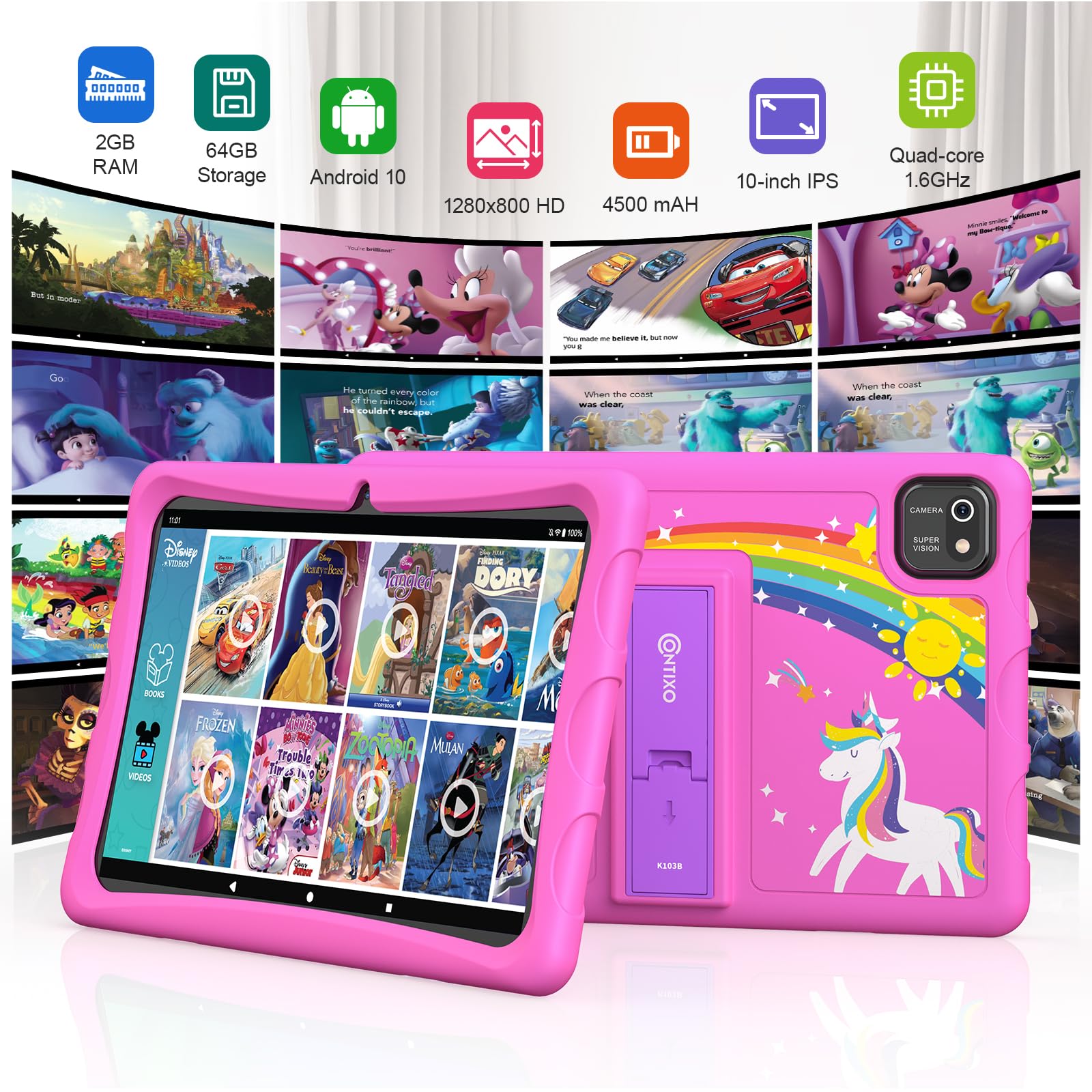 Foto 3 pulgar | Tablet Contixo K103 Para Niños Pequeños, 10 Pulgadas, 3 Gb De Ram, 32 Gb De Almacenamiento, Rosa - Venta Internacional.