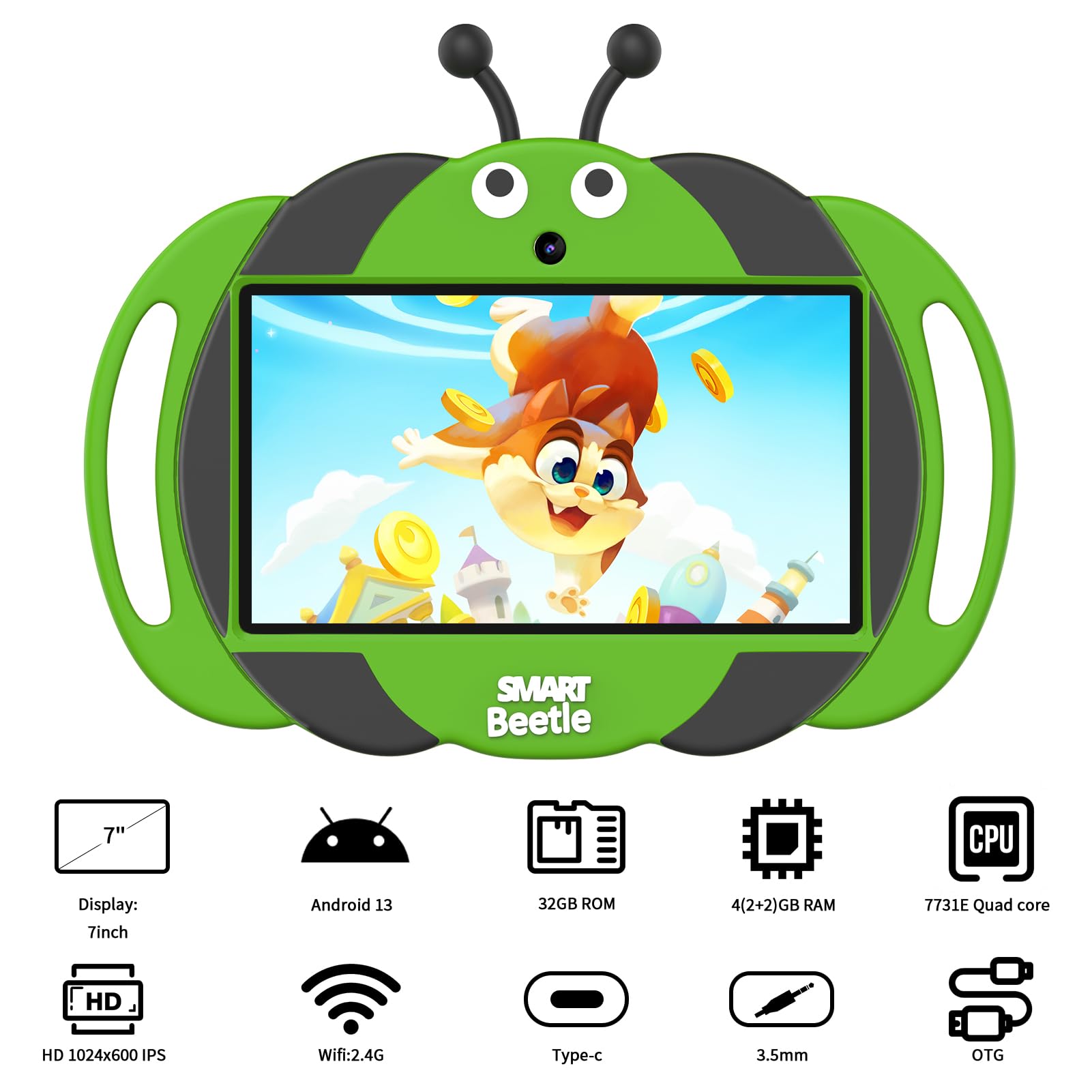 Foto 3 pulgar | Tablet Volentex Android 13 Kids 7 Pulgadas 32 Gb Rom Con Funda Verde - Venta Internacional.