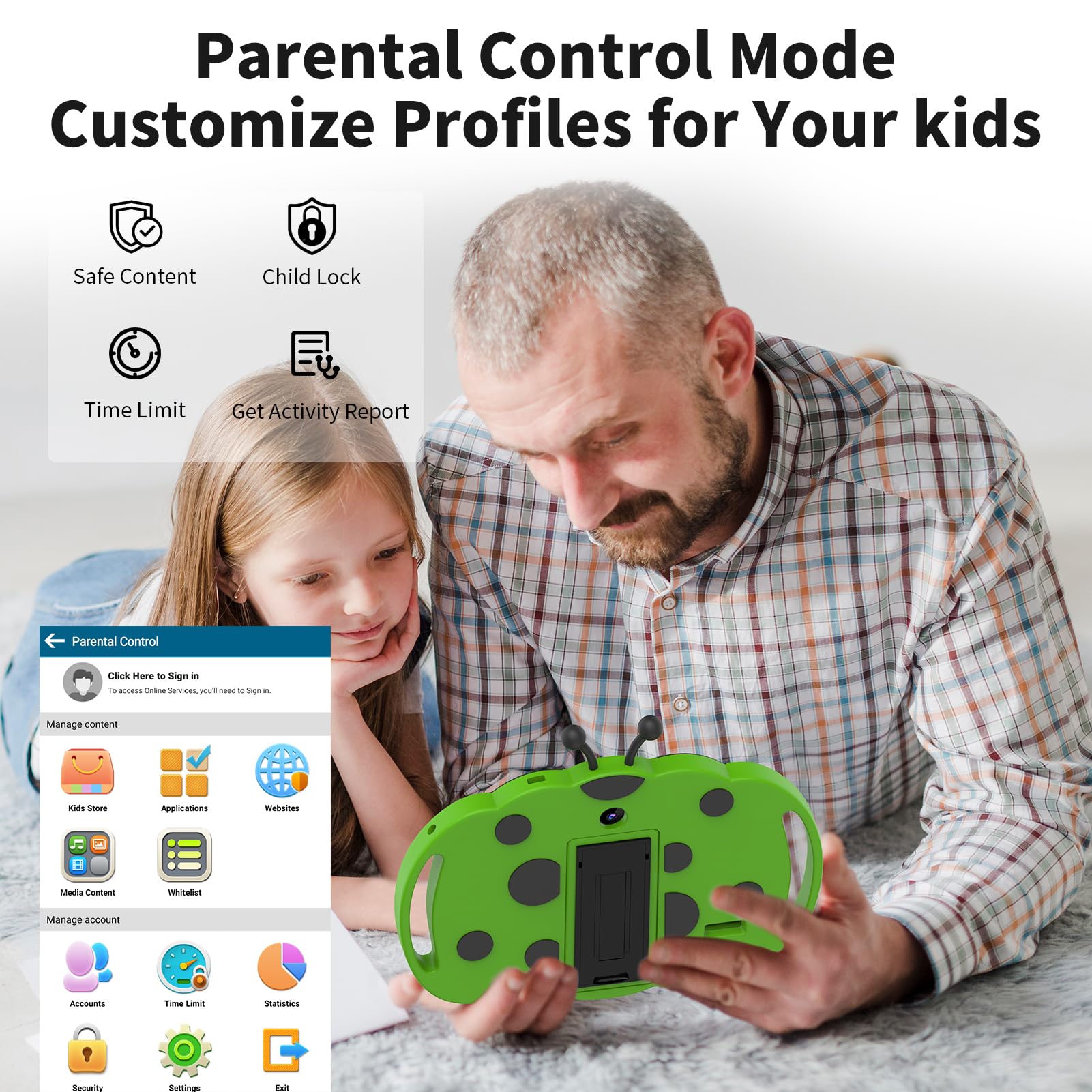 Foto 6 | Tablet Volentex Android 13 Kids 7 Pulgadas 32 Gb Rom Con Funda Verde - Venta Internacional.