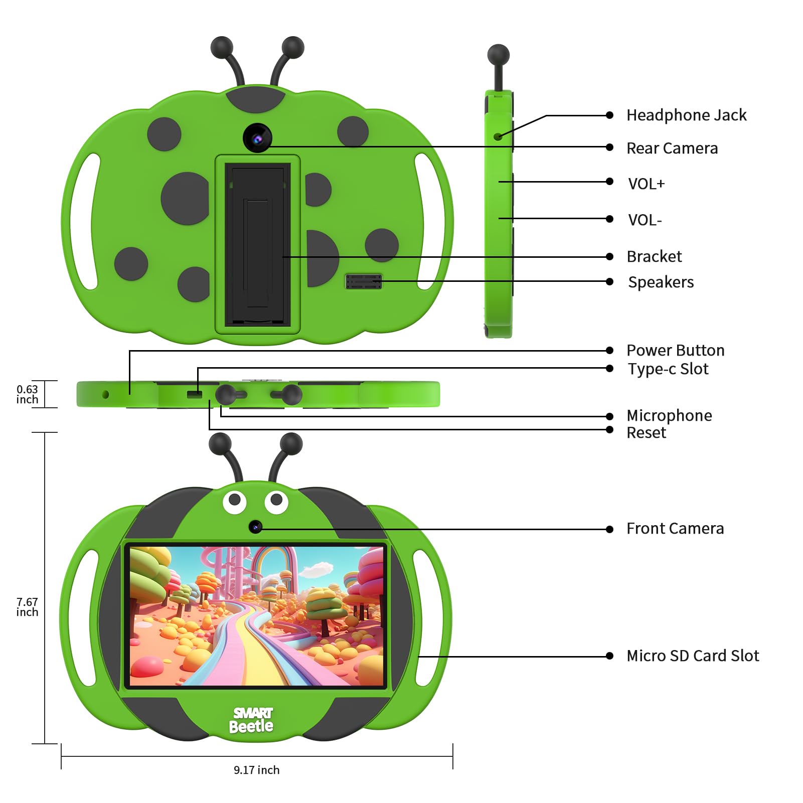 Foto 8 pulgar | Tablet Volentex Android 13 Kids 7 Pulgadas 32 Gb Rom Con Funda Verde - Venta Internacional.