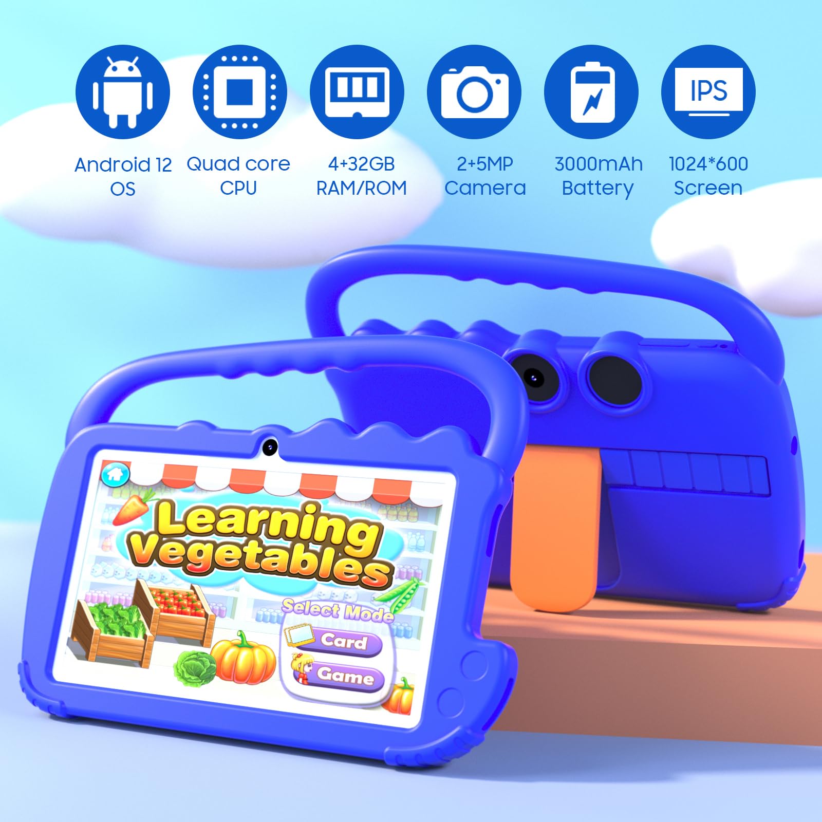 Foto 3 pulgar | Tablet Zzb Kids De 7 Pulgadas Con Android 12, 4 Gb De Ram Y 32 Gb De Rom Con Funda - Venta Internacional.