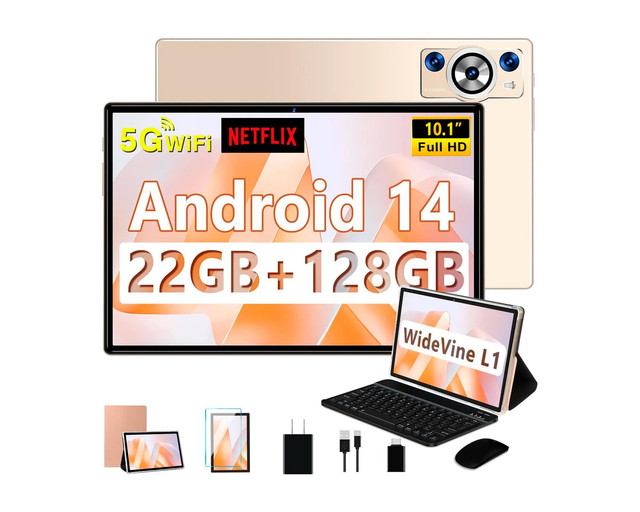 Foto 2 pulgar | Tablet 10.1 Android 14 22+128gb 8core 8000mah Teclado Raton - Celeste Matrimonial