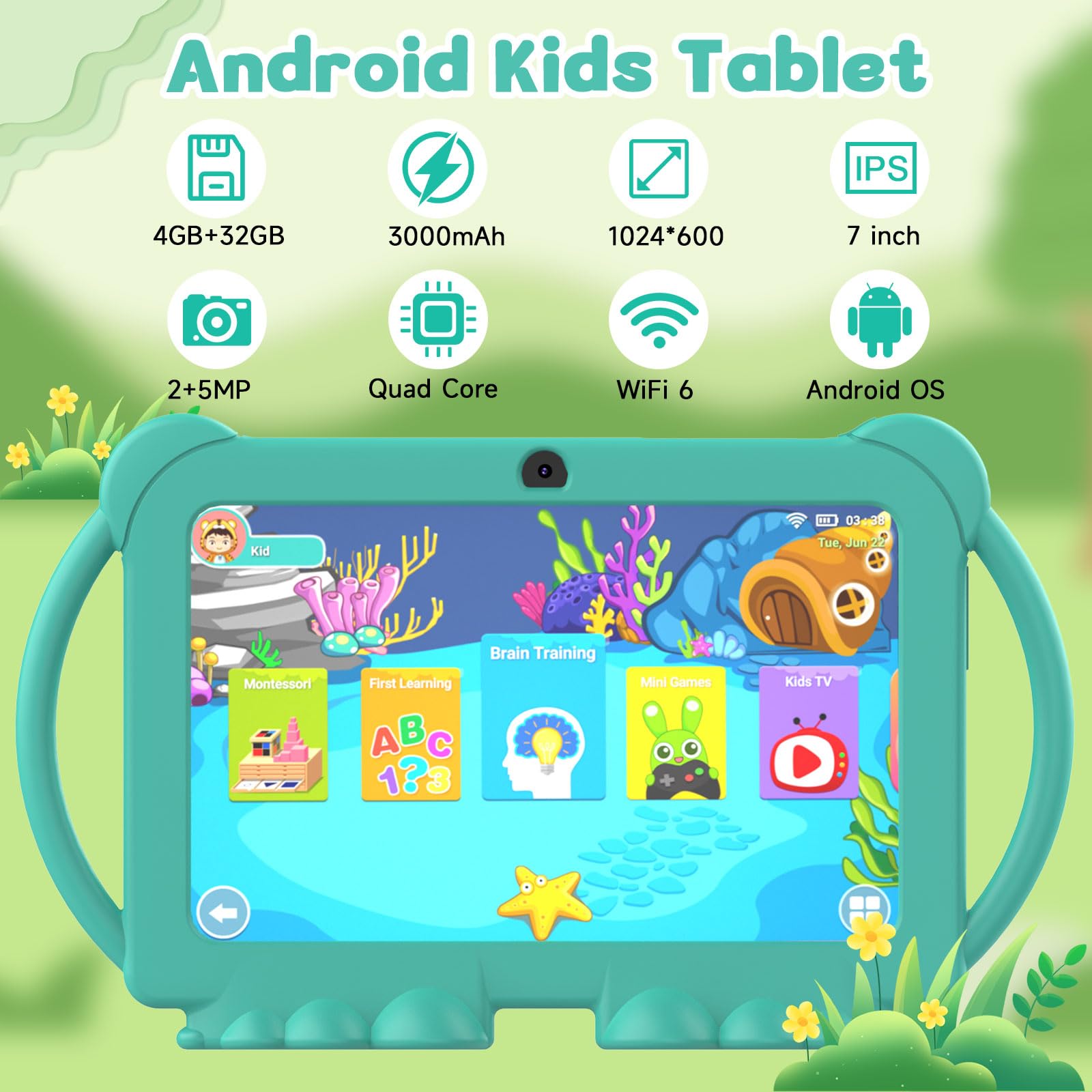 Foto 3 pulgar | Tableta Para Niños Zzb Android 12 De 7 Pulgadas  4 Gb De Ram  32 Gb De Rom - Venta Internacional.