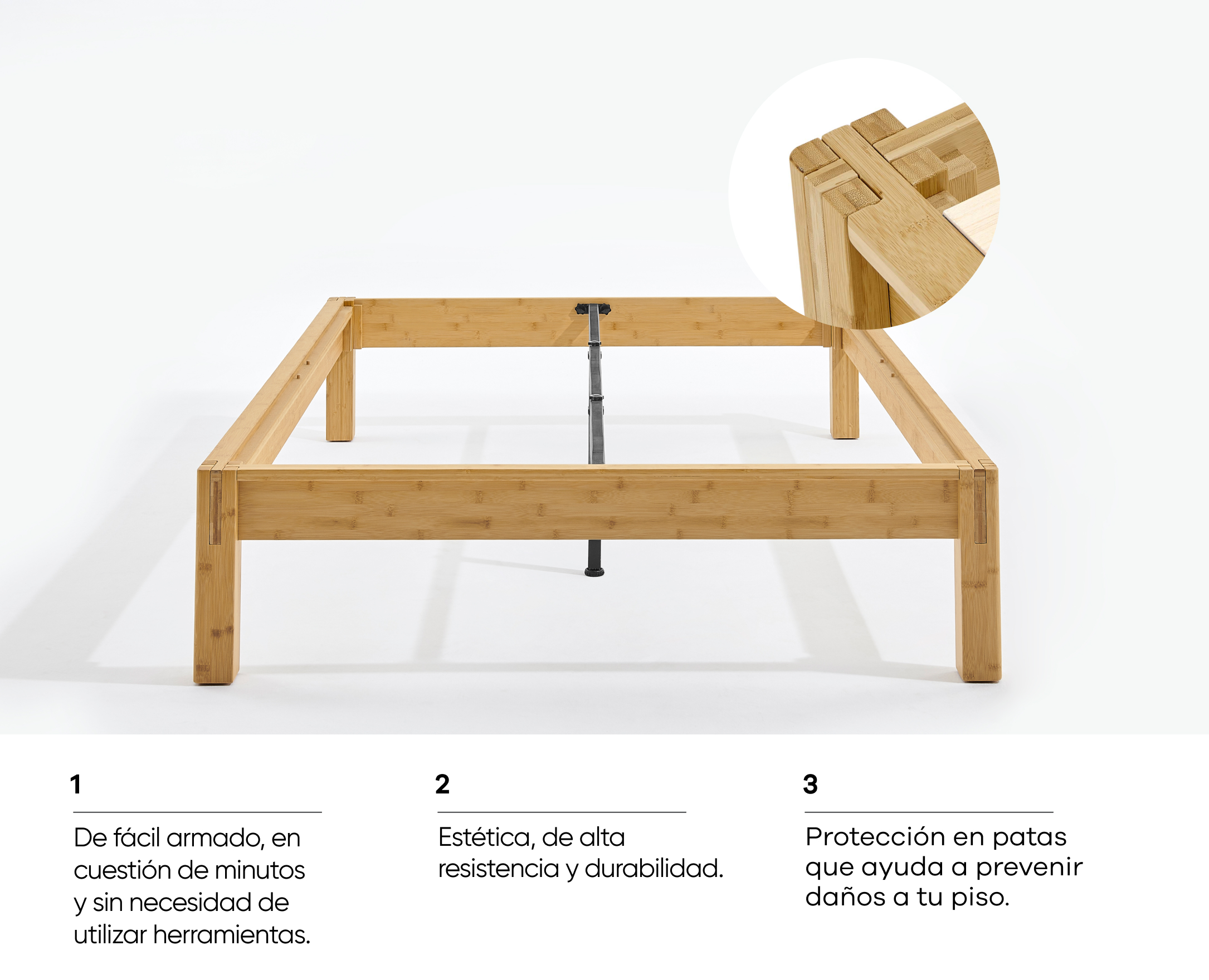 Foto 3 | Base para Cama Luuna Individual Madera de Bambú Armable sin Herramientas