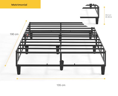 Foto 6 | Base de Cama de Metal Nooz Matrimonial Tipo Box con Funda Gris