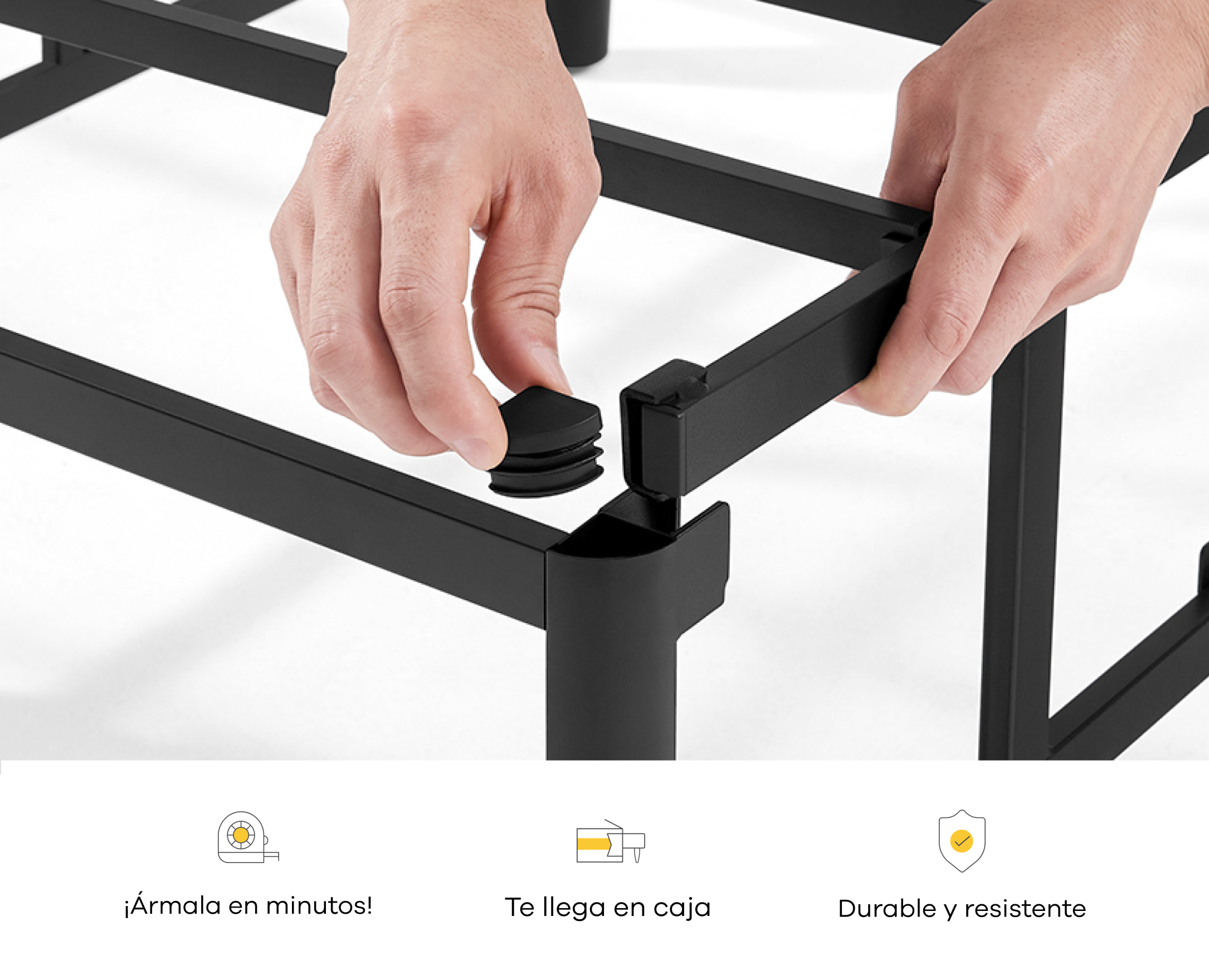Foto 4 | Base de Cama de Metal Nooz Gris Individual Tipo Box con Funda