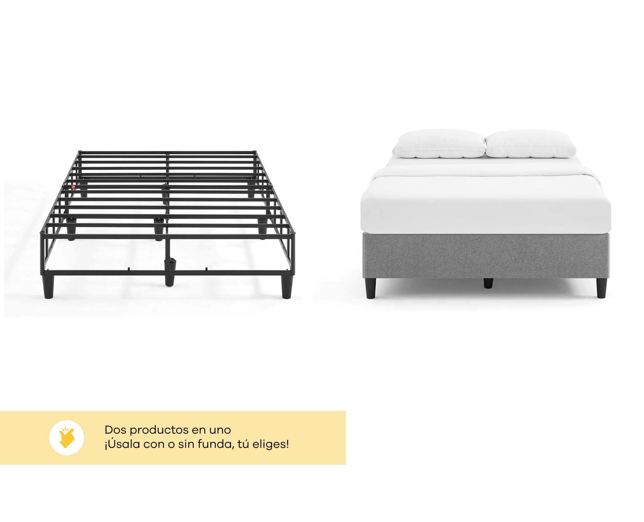 Foto 5 | Base de Cama de Metal Nooz Gris Individual Tipo Box con Funda