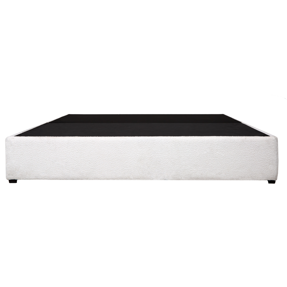 Base Para Cama Tamaño King Size Tapizada En Tela Bouclé Blanca Con Estructura De Madera