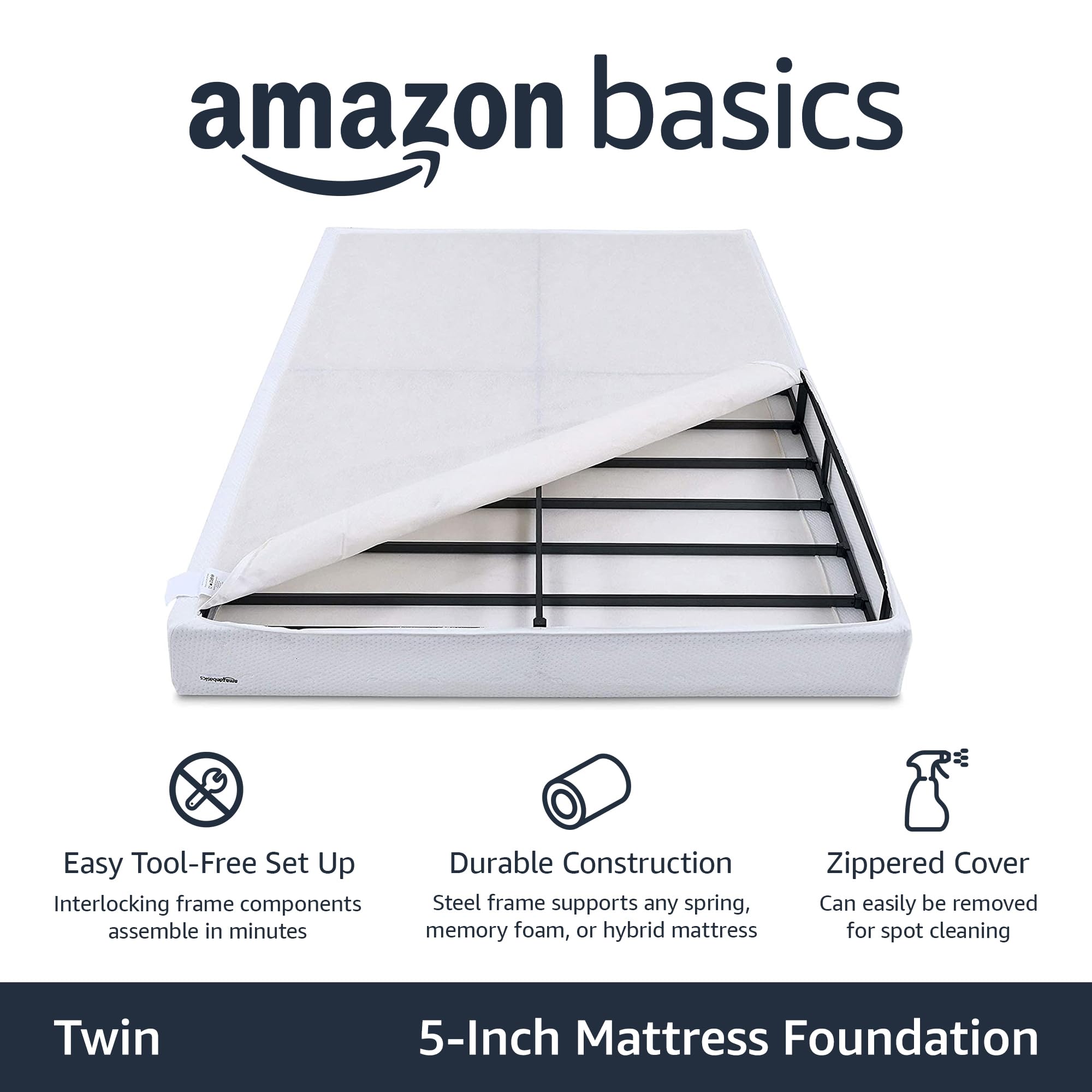 Foto 3 pulgar | Somier Amazon Basics Smart Box Spring De 5 Pulgadas, Doble, Blanco - Venta Internacional.