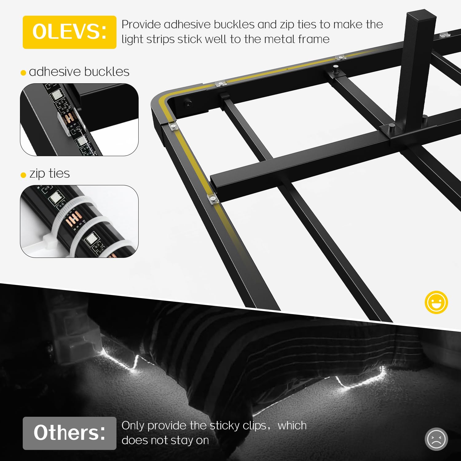 Foto 7 pulgar | Somier Flotante Olevs De Metal Tamaño King Con Luz Led Y Cargador - Venta Internacional.