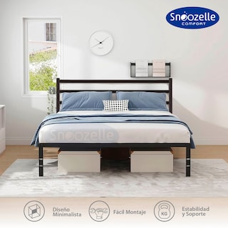 Foto 3 | Magma Life Base De Cama King Size Con Cabecera De Metal Resistente, Plataforma Con Espacio De Almacenamiento, F