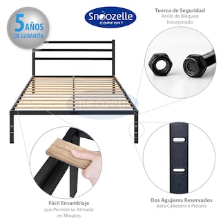 Foto 5 | Magma Life Base De Cama King Size Con Cabecera De Metal Resistente, Plataforma Con Espacio De Almacenamiento, F