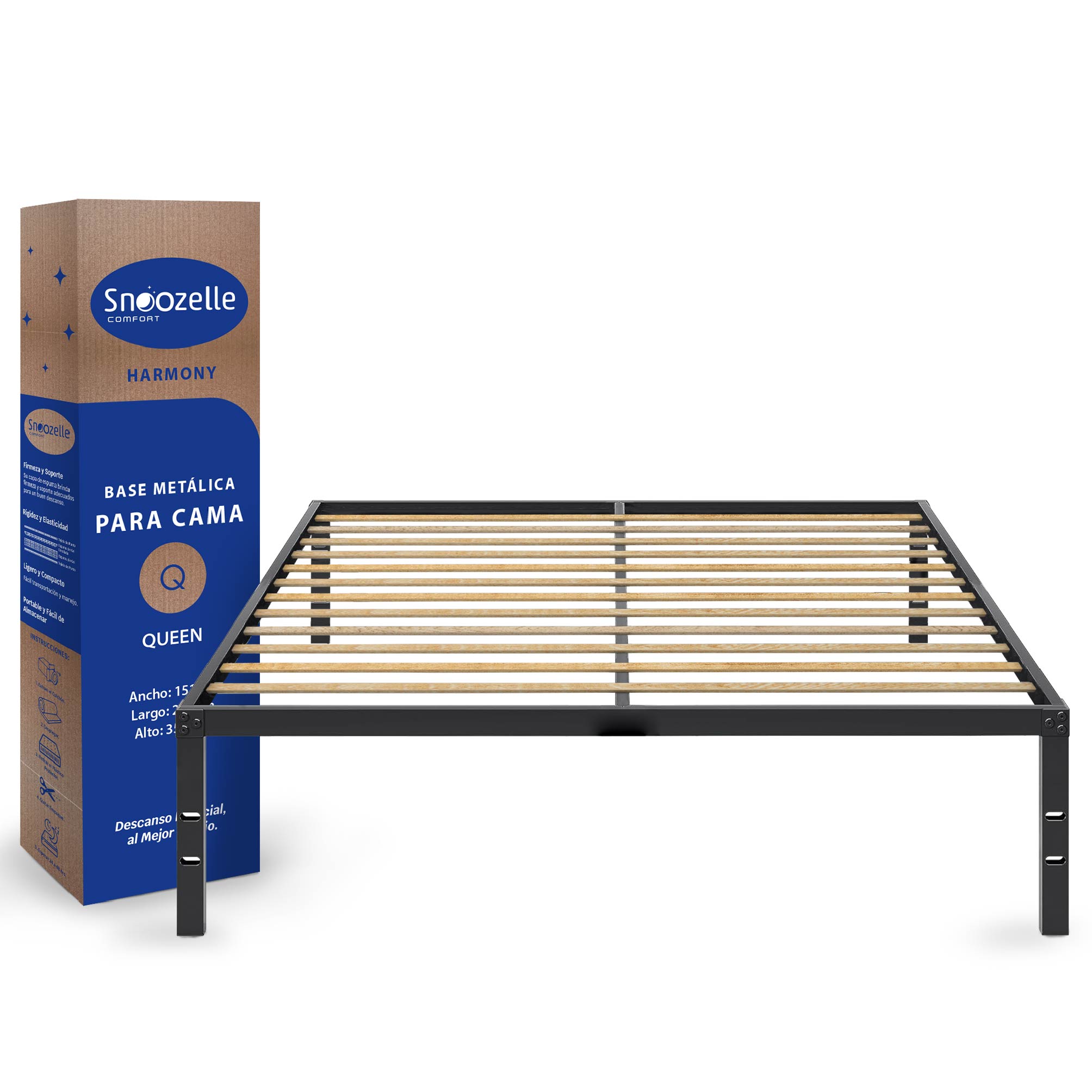 Foto 1 | Magma Life Base De Cama Queen Size De Metal Resistente, Plataforma Con Espacio De Almacenamiento, Fácil Armado,