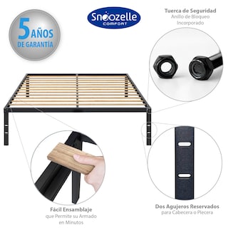Foto 5 | Magma Life Base De Cama Queen Size De Metal Resistente, Plataforma Con Espacio De Almacenamiento, Fácil Armado,