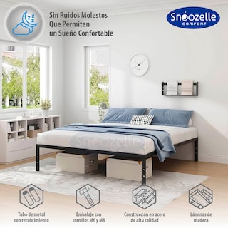 Foto 2 | Magma Life Base De Cama Matrimonial De Metal Resistente, Plataforma Con Espacio De Almacenamiento, Fácil Armado