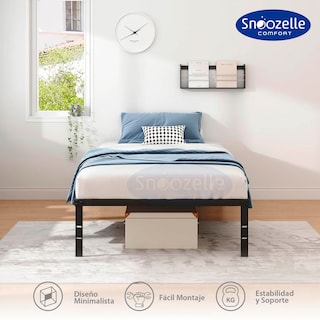 Foto 3 | Magma Life Base De Cama Individual De Metal Resistente, Plataforma Con Espacio De Almacenamiento, Fácil Armado