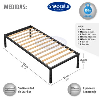 Foto 4 | Magma Life Base De Cama Individual De Metal Resistente, Plataforma Con Espacio De Almacenamiento, Fácil Armado