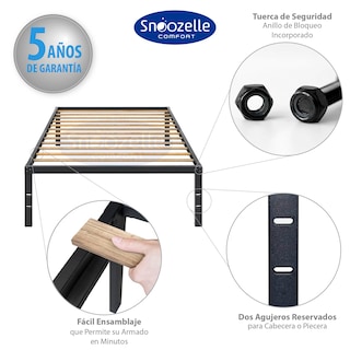 Foto 5 | Magma Life Base De Cama Individual De Metal Resistente, Plataforma Con Espacio De Almacenamiento, Fácil Armado