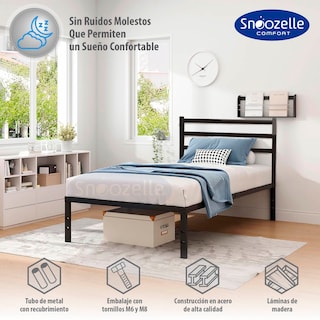 Foto 2 | Magma Life Base De Cama Individual Con Cabecera De Metal Resistente, Plataforma Con Espacio De Almacenamiento,