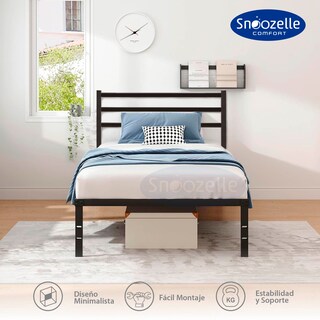 Foto 3 | Magma Life Base De Cama Individual Con Cabecera De Metal Resistente, Plataforma Con Espacio De Almacenamiento,