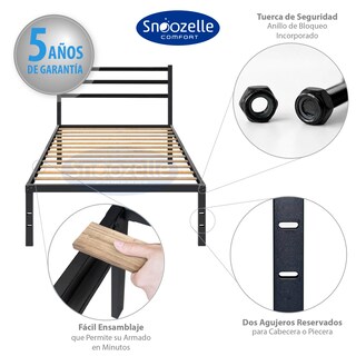 Foto 5 | Magma Life Base De Cama Individual Con Cabecera De Metal Resistente, Plataforma Con Espacio De Almacenamiento,